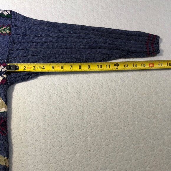 VTG Woolrich Wool blend Blue sweater Christmas Trees Reindeer Women Size Small - Picture 7 of 8